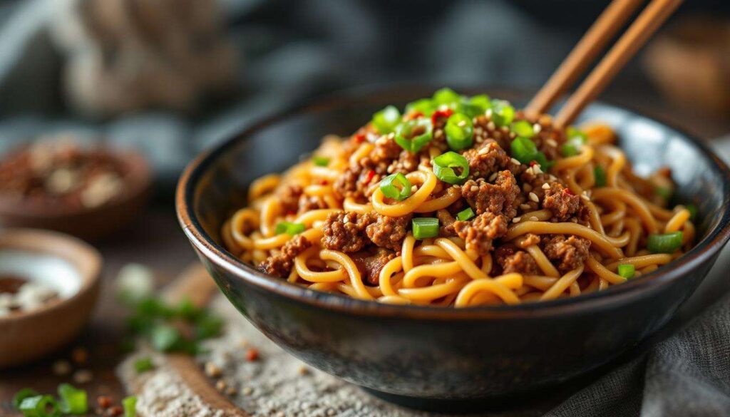 12-Minuten-Wunder: Diese Udon-Nudeln mit Hackfleisch und drei Asia-Soßen retten jeden faulen Feierabend