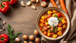 Gemüsegulasch ohne Fleisch: herzhaft aus dem Topf und mit saurer Sahne schön cremig