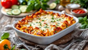 Gemüselasagne mit Mozzarella: unkompliziert aus dem Ofen und herrlich cremig