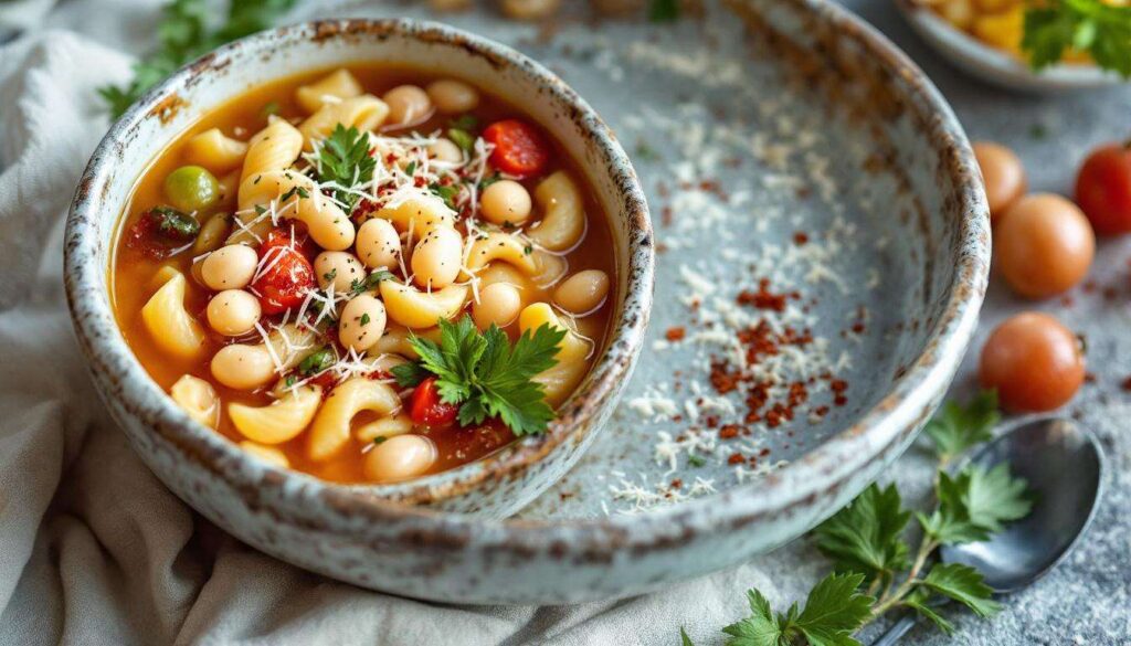 Italienische Gemüsesuppe mit weißen Bohnen und Vollkornnudeln – schnell & sättigend