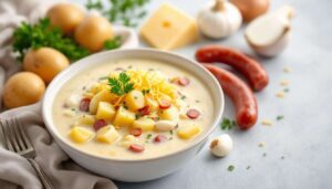 Das wird Dein neuer Liebling: Dieser Kartoffel-Käse-Eintopf mit Mettenden ist einfach toll!