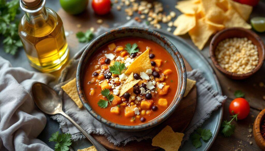 Hähnchen-Tortilla-Suppe: würzig, cremig und in einem Topf fertig