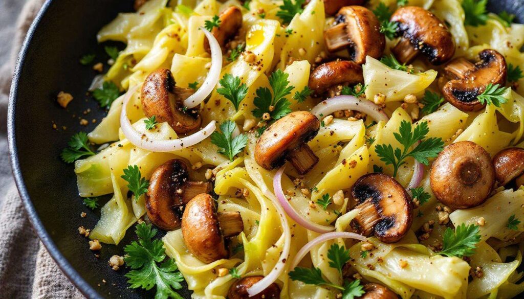 Leicht und vegan: Neues Rezept von den Ernährungs-Docs für Kohl-Champignon-Pfanne