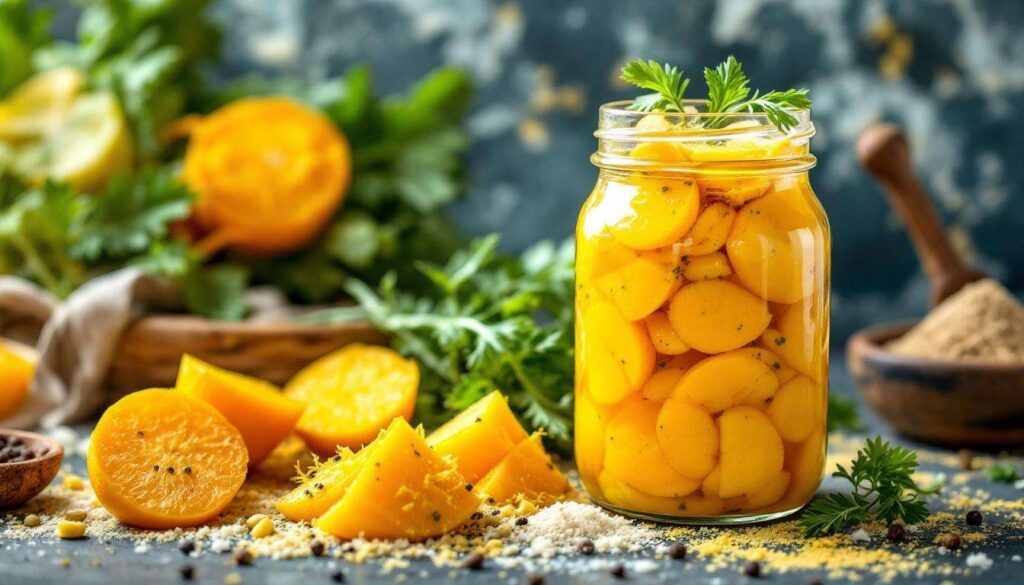 Gesunder Snack aus dem Glas: Fermentierte Gelbe Bete mit Meerrettich