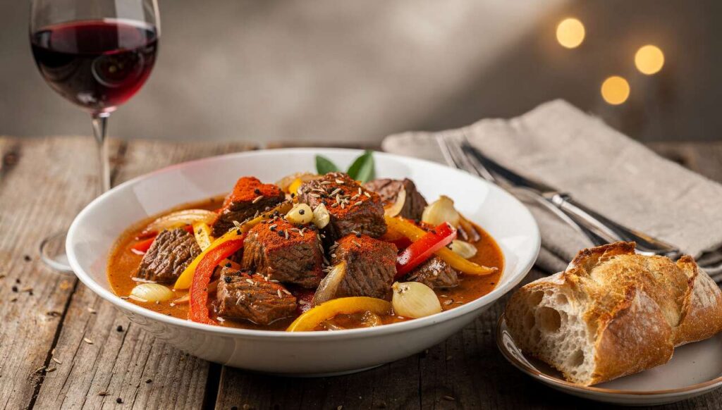 Rindergulasch mit Paprika: so wird das Fleisch butterzart und die Soße sämig
