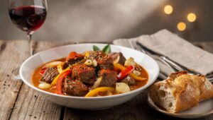 Rindergulasch mit Paprika: so wird das Fleisch butterzart und die Soße sämig