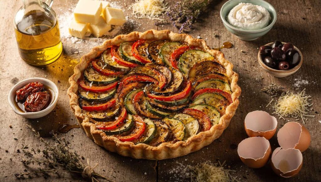 Mediterraner Gemüsekuchen mit Mürbeteig – knusprig dank Blindbacken