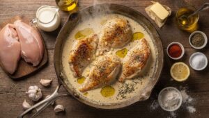 Perfekt für den schnellen Hunger nach Feierabend: Hähnchen mit Sahne und frischem Knoblauch