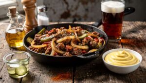 Deftiges und schnelles Rezept: Leckere Bierkutscherpfanne mit Rinderhackfleisch
