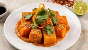 Süßkartoffeln in Kokossoße mit Orange und gerösteten Sesamkernen – Rezepte – Verbraucher