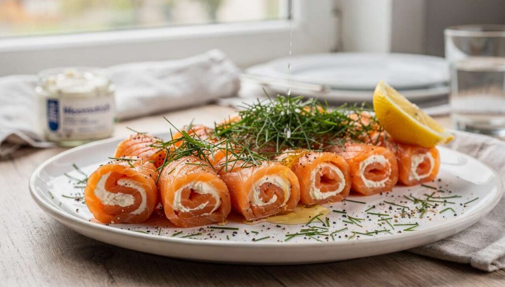 Osterfrühstück für Gäste: Diese Lachs-Frischkäse-Röllchen sind in 10 Minuten fertig!
