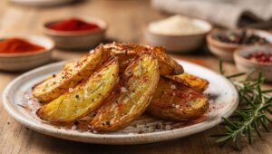 Heißluftfritteuse-Rezept: Knusprige Kartoffelecken mit Rosmarin in 18 Minuten